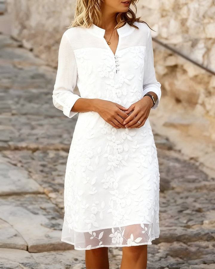 Heavy-Duty Embroidered Solid Color Dress