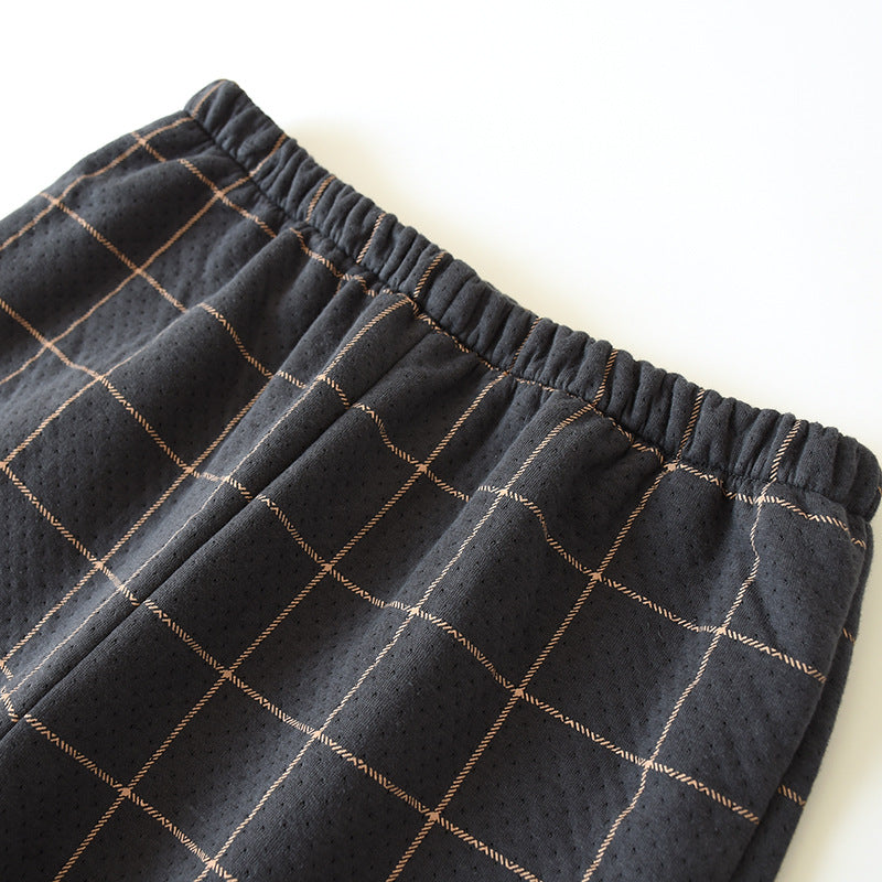 Quilted Pajama Set for Men with Long Sleeve Top and Pants | Ideal for Winter