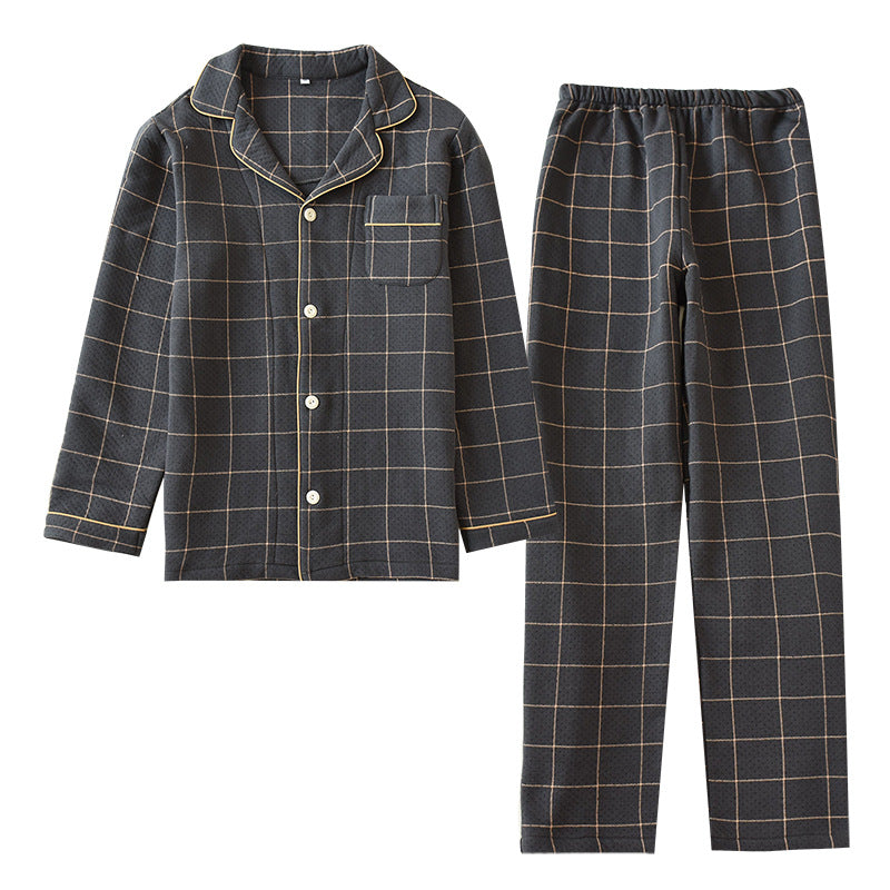 Quilted Pajama Set for Men with Long Sleeve Top and Pants | Ideal for Winter