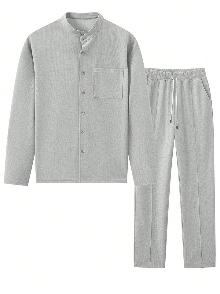 Men's High Collar Shirt and Pants Set | Ideal for All Seasons