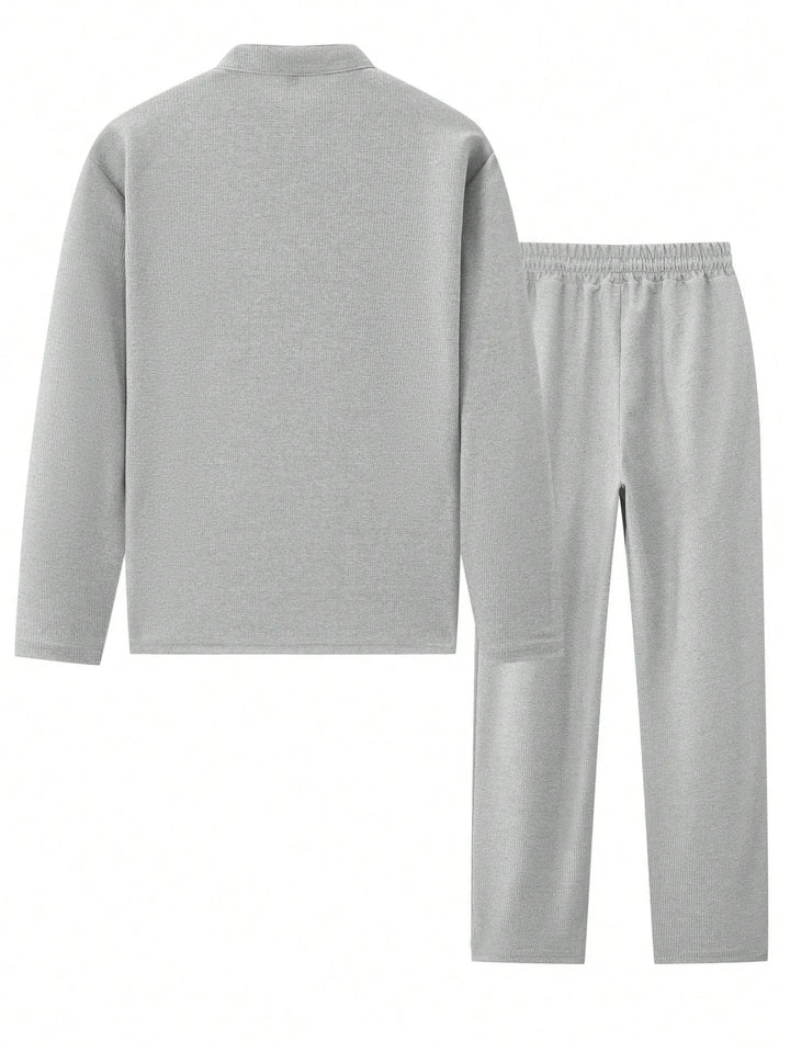 Men's High Collar Shirt and Pants Set | Ideal for All Seasons