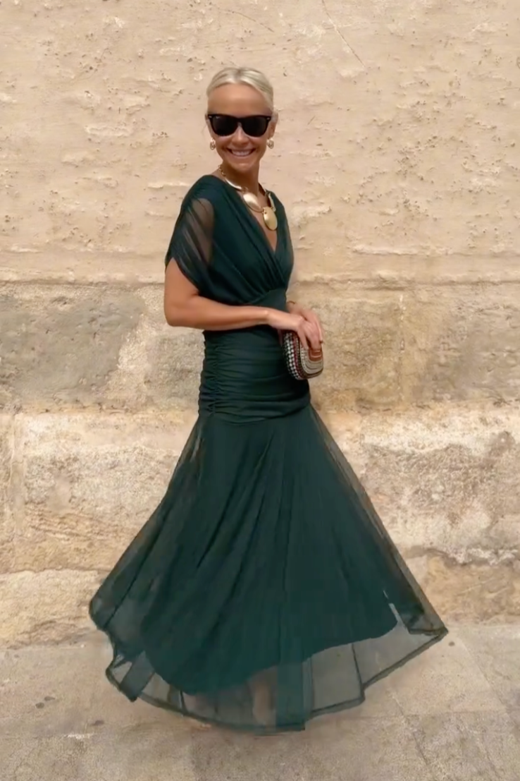 Louise | Elegant Maxi Party Dress with V-Neck