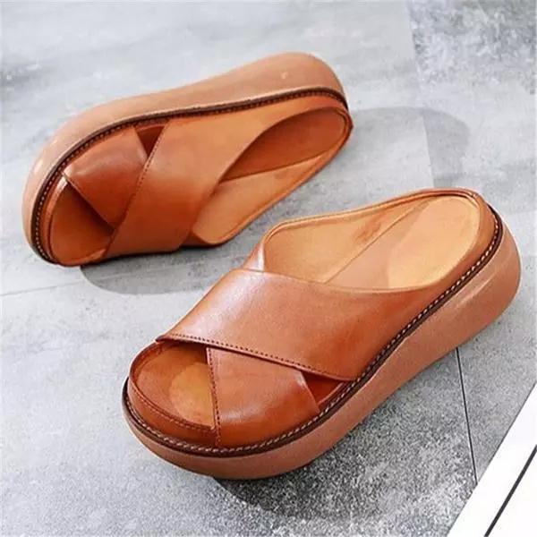 Comfortable Cross-Strap Slip-On Sandals for Women