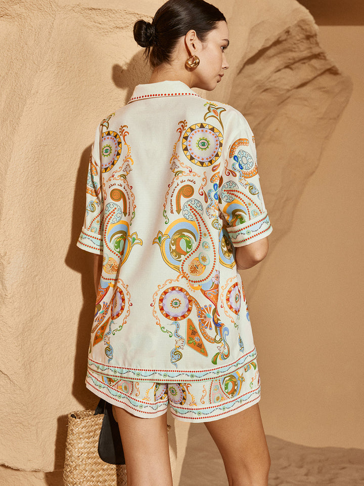 Abriella | Short Set with Printed Short Sleeve Polo for Women