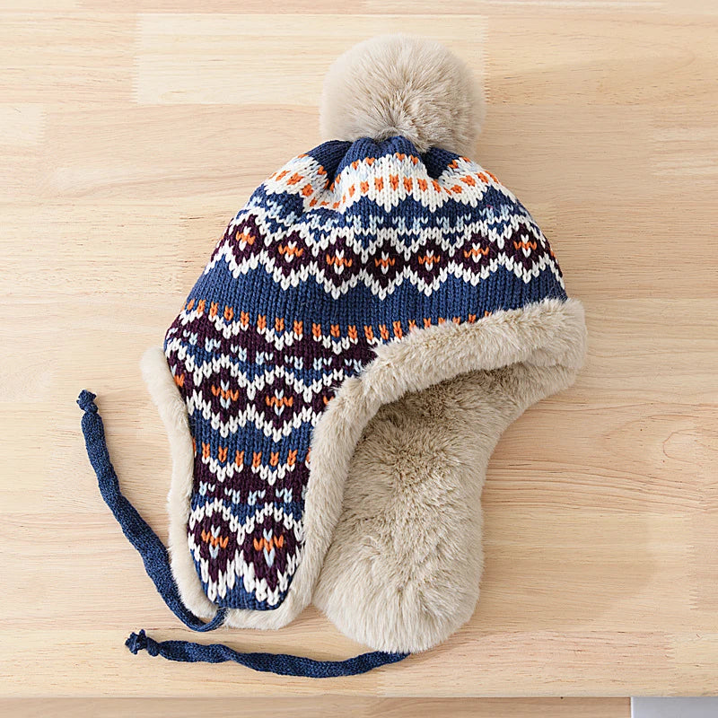 Winter Hat with Pom-Pom and Ear Covers for Adults | Ideal for Cold Days