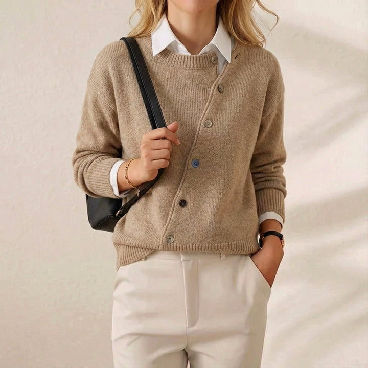 Ivy Manhattan | Cotton Cardigan Asymmetrical Button