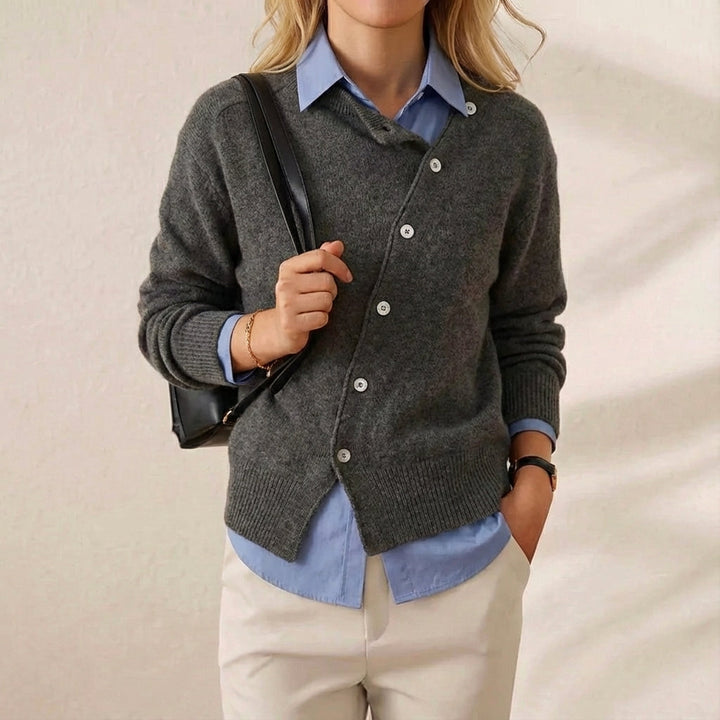 Ivy Manhattan | Cotton Cardigan Asymmetrical Button