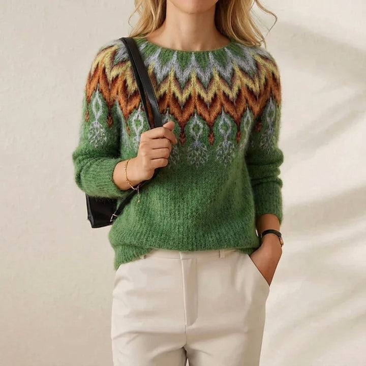 Ivy Manhattan | Cotton Sweater Green Chevron