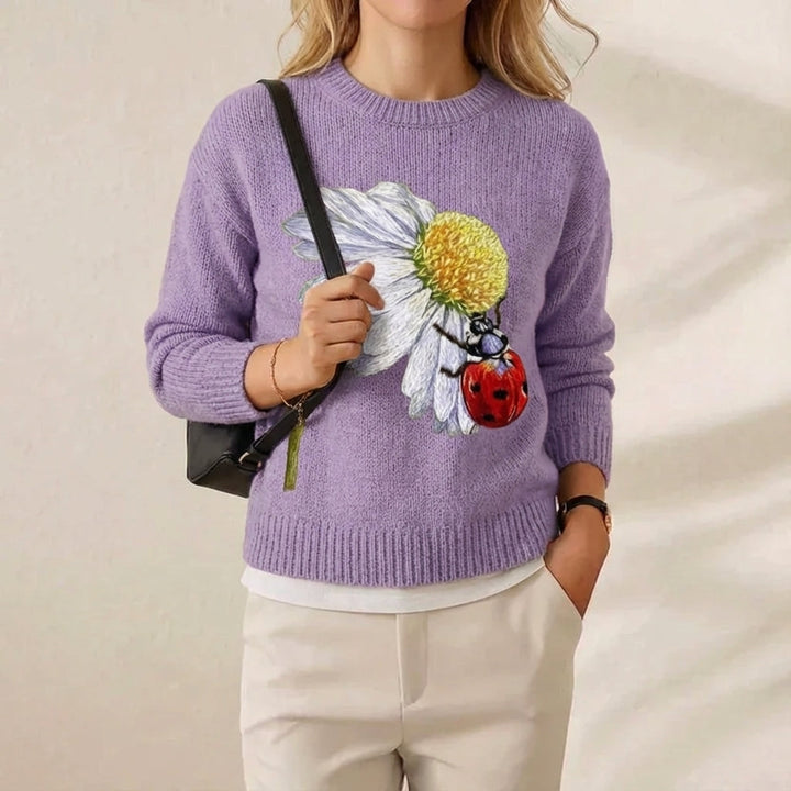 Ivy Manhattan | Cotton Sweater Purple Daisies