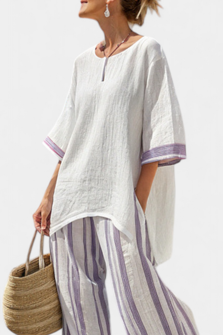 Mandela – comfortable blouse and striped bamboo pants