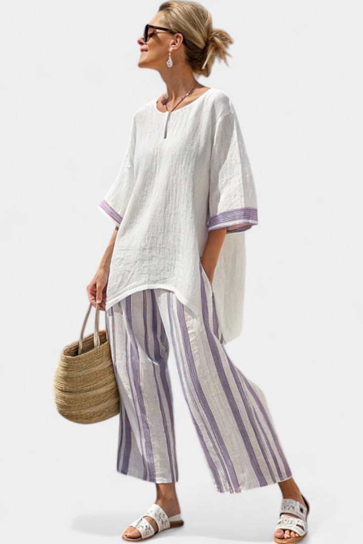 Mandela – comfortable blouse and striped bamboo pants