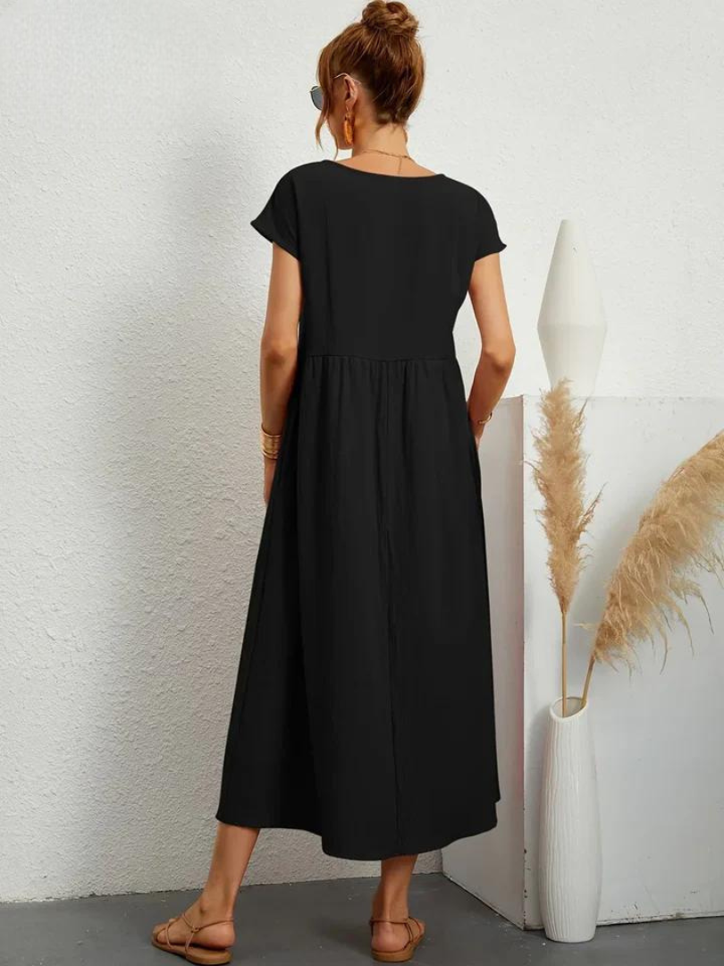 Maelis - Women's Loose Cotton-Linen Pocket Dress