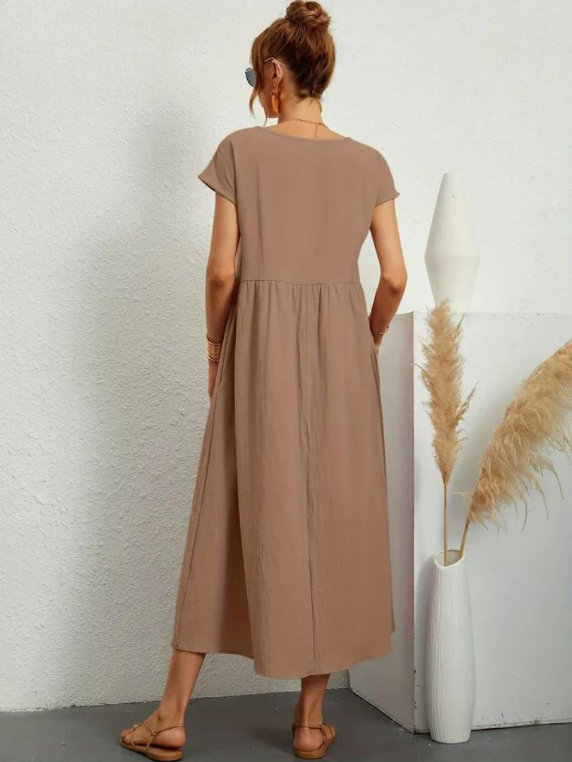 Maelis - Women's Loose Cotton-Linen Pocket Dress