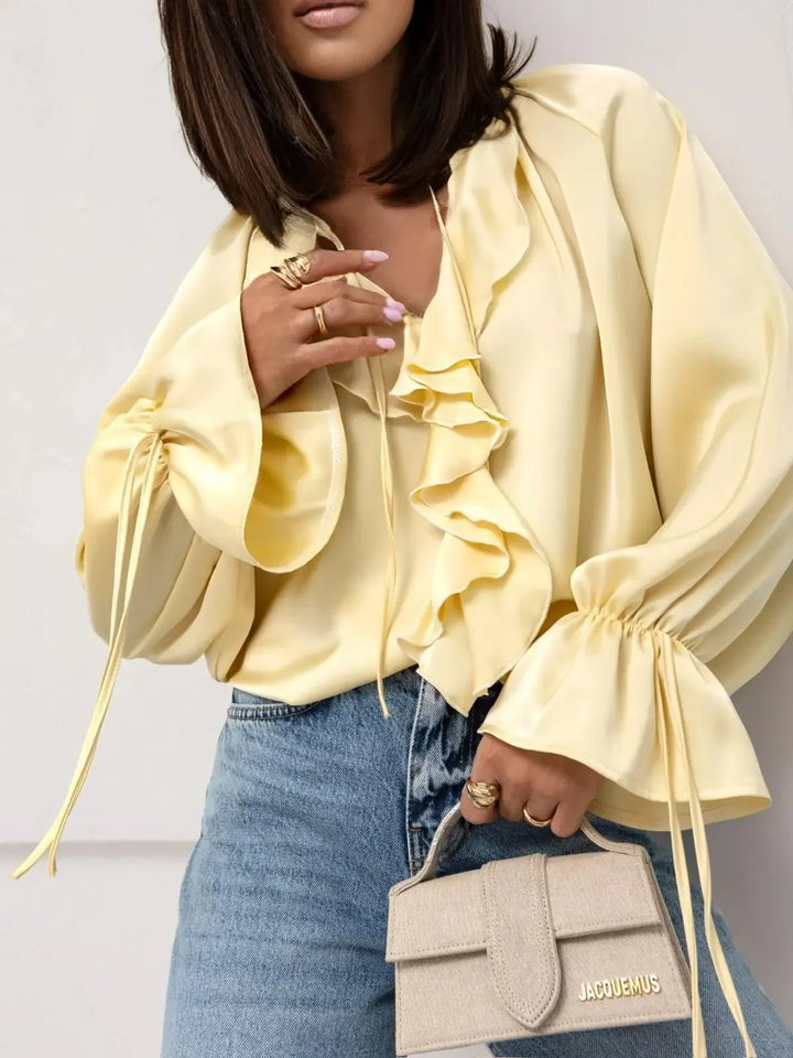 Ivy Manhattan | Satin Ruffle Blouse