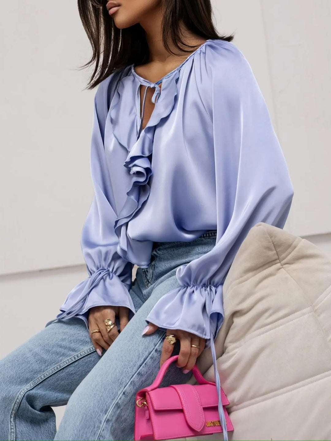 Ivy Manhattan | Satin Ruffle Blouse