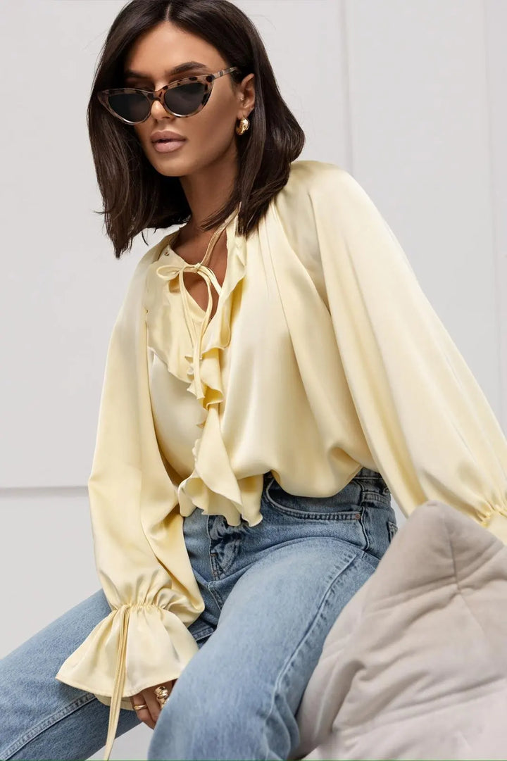 Ivy Manhattan | Satin Ruffle Blouse