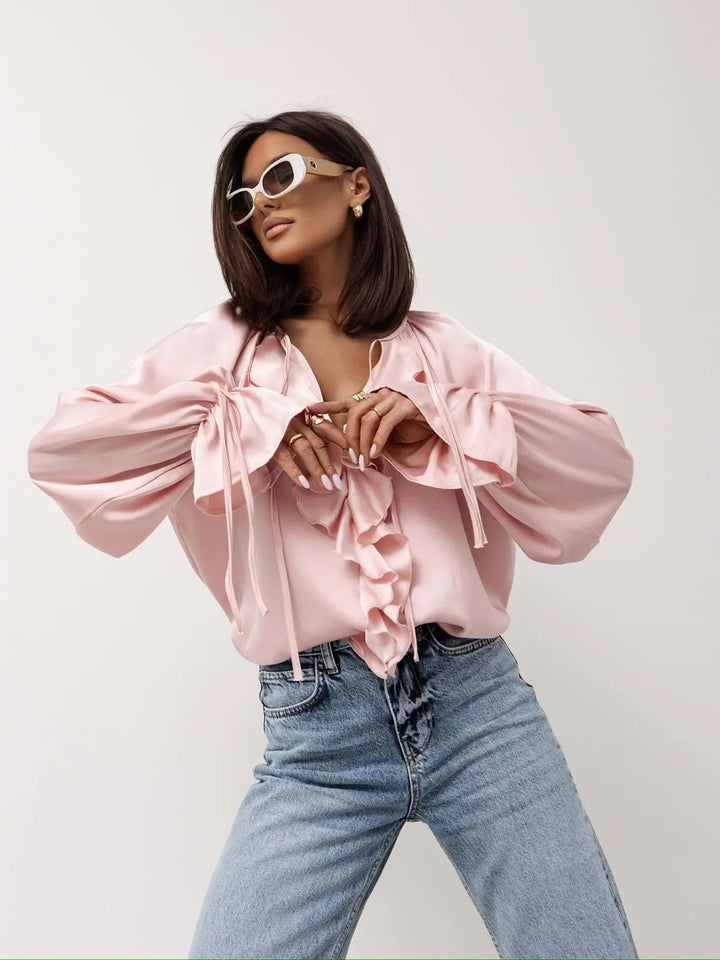 Ivy Manhattan | Satin Ruffle Blouse