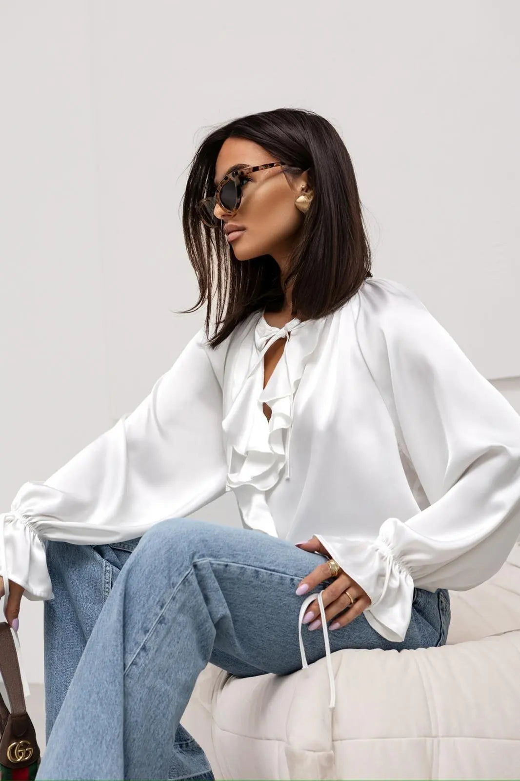 Ivy Manhattan | Satin Ruffle Blouse