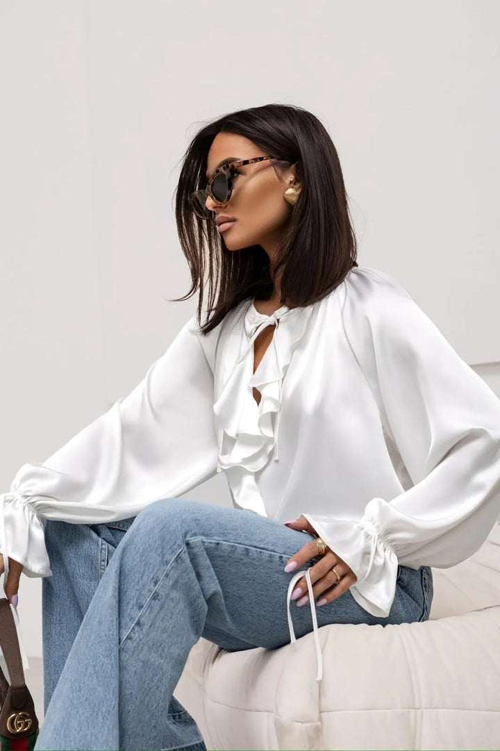 Ivy Manhattan | Satin Ruffle Blouse