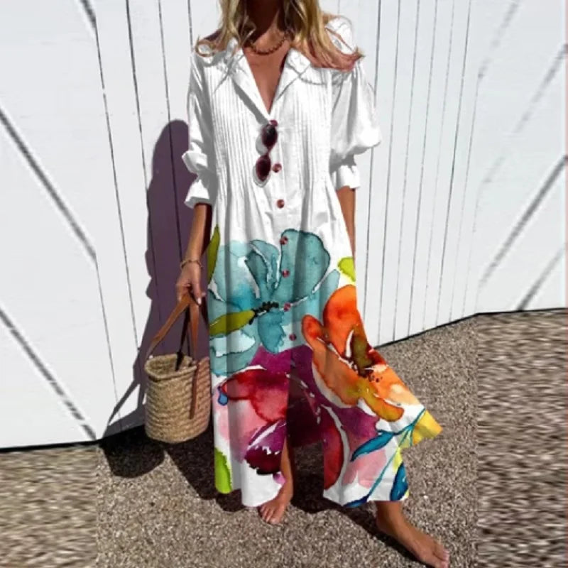 Tiered Boho Midi Dress with Floral Print