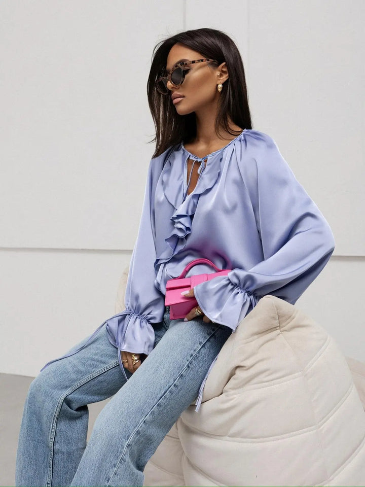 Ivy Manhattan | Satin Ruffle Blouse