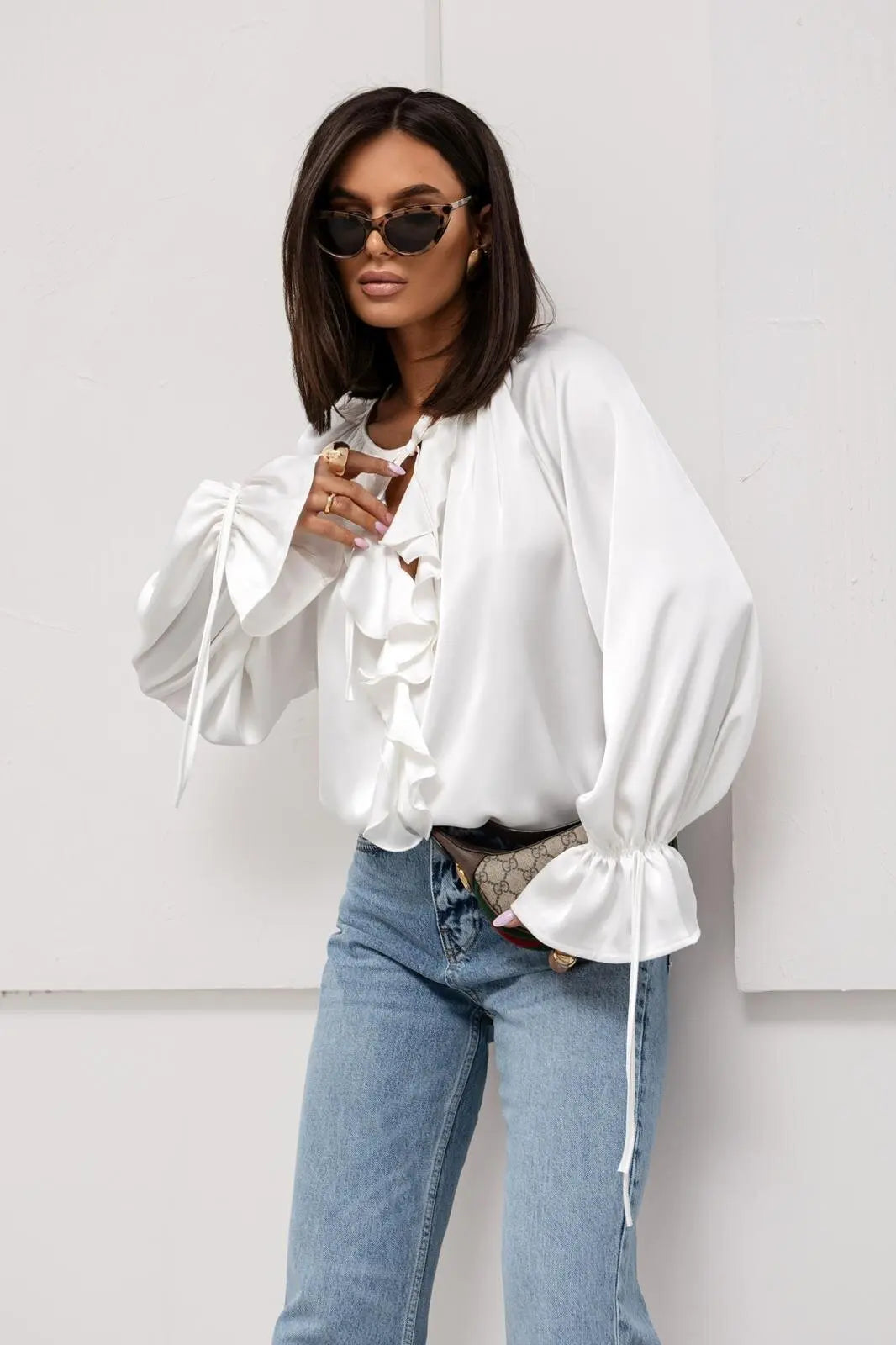 Ivy Manhattan | Satin Ruffle Blouse