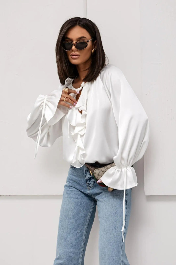 Ivy Manhattan | Satin Ruffle Blouse