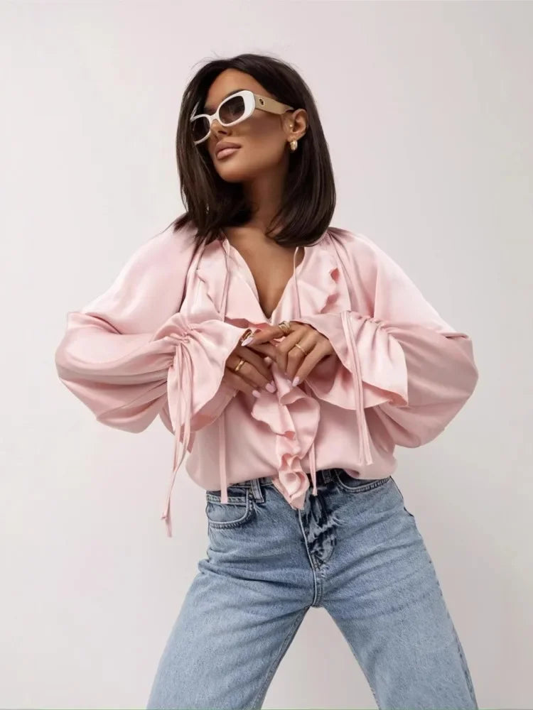 Ivy Manhattan | Satin Ruffle Blouse