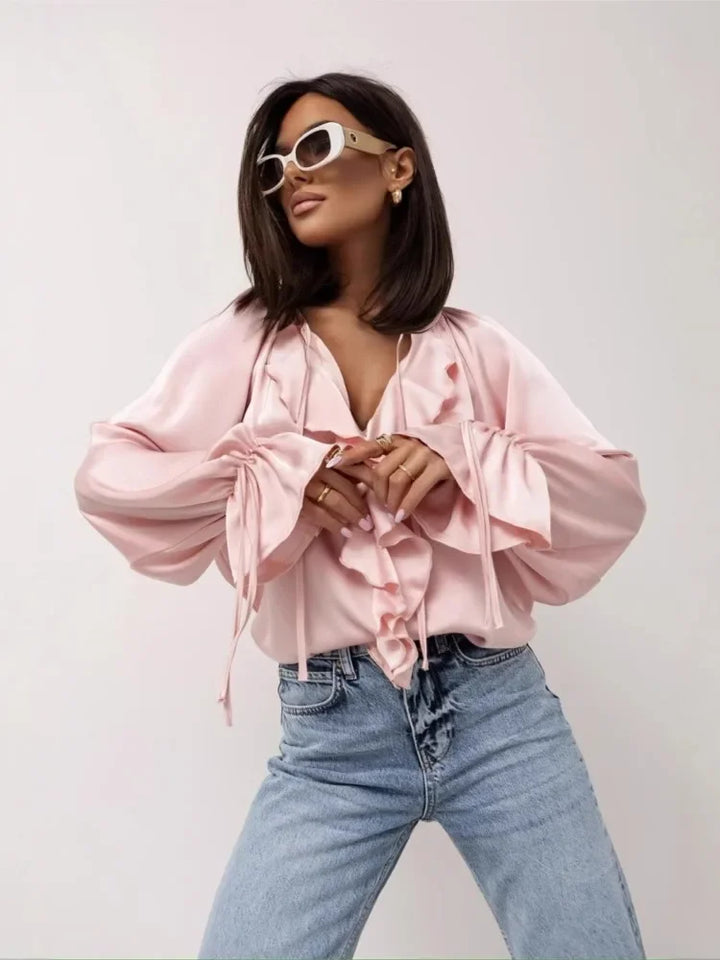 Ivy Manhattan | Satin Ruffle Blouse