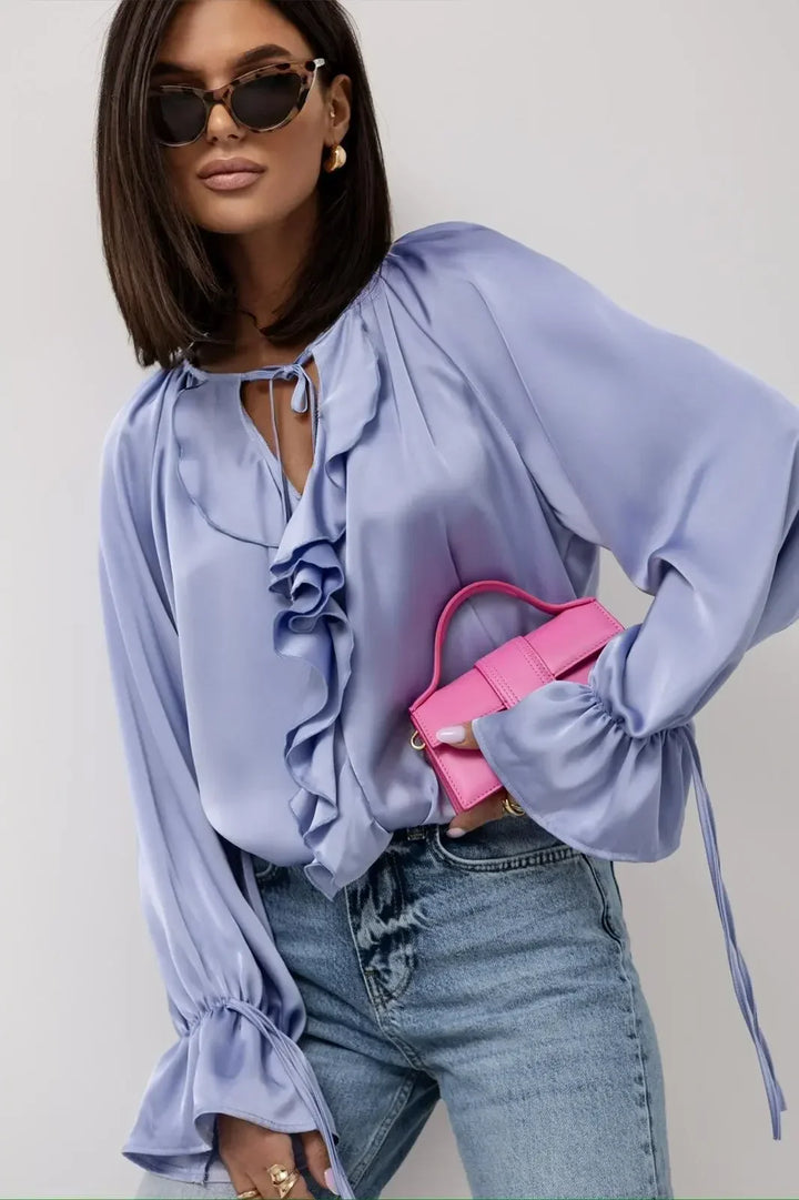 Ivy Manhattan | Satin Ruffle Blouse