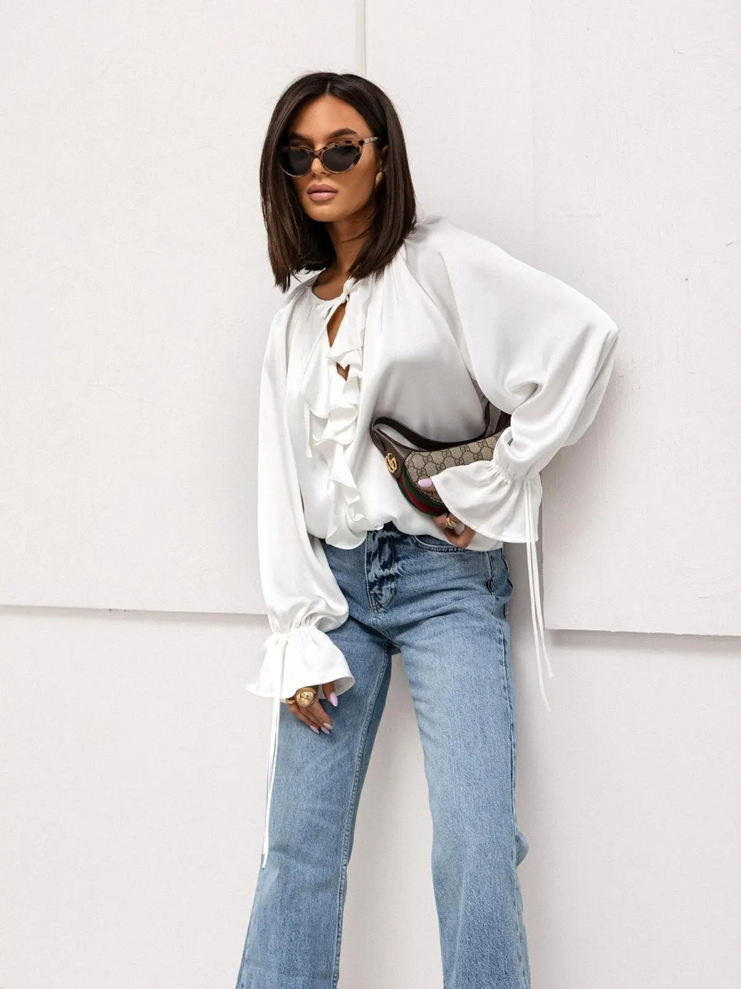 Ivy Manhattan | Satin Ruffle Blouse