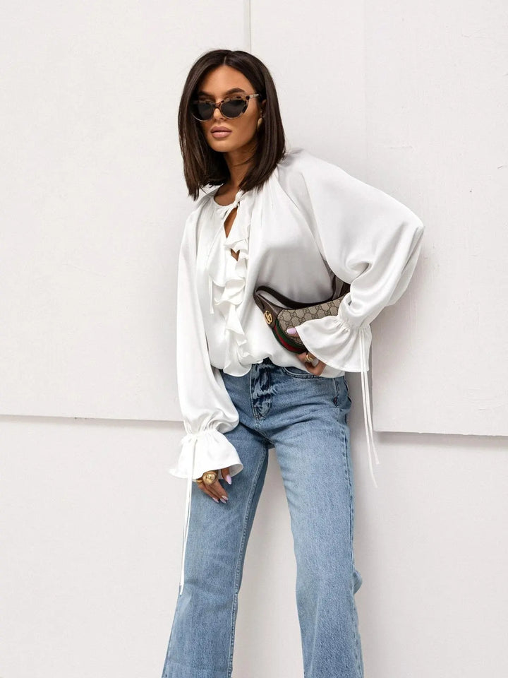 Ivy Manhattan | Satin Ruffle Blouse