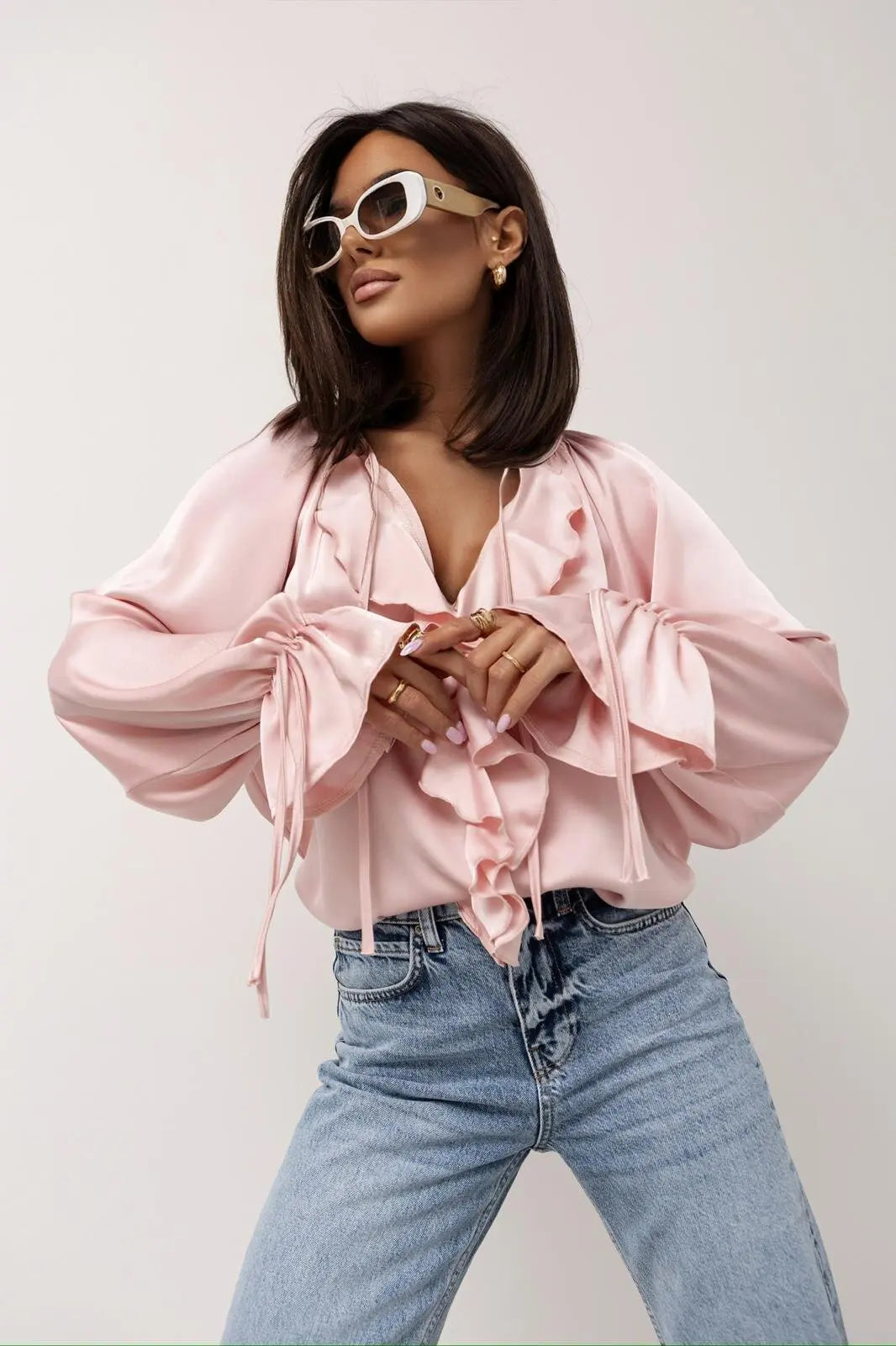 Ivy Manhattan | Satin Ruffle Blouse