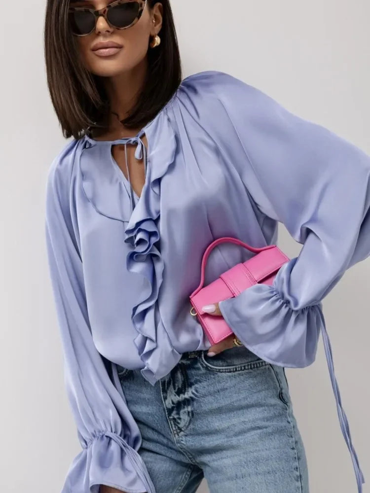 Ivy Manhattan | Satin Ruffle Blouse