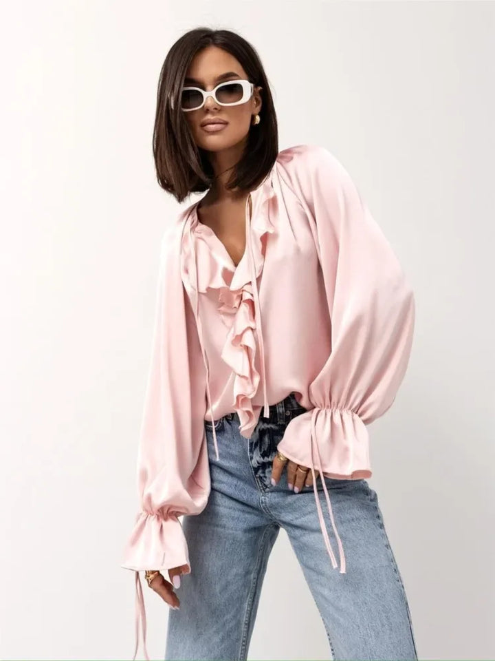 Ivy Manhattan | Satin Ruffle Blouse
