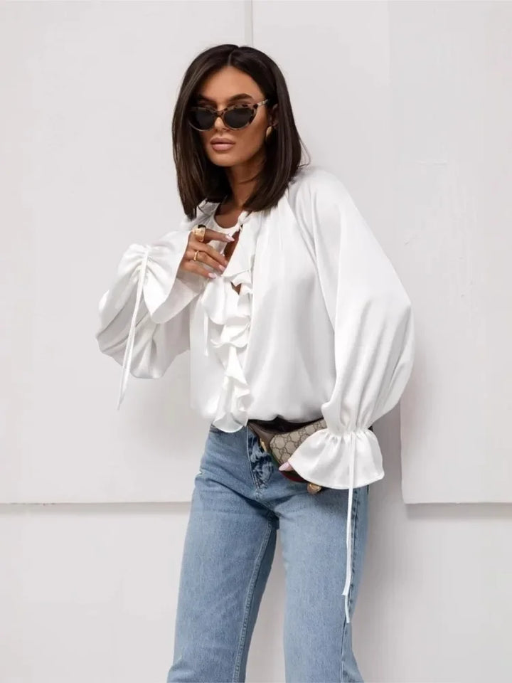 Ivy Manhattan | Satin Ruffle Blouse