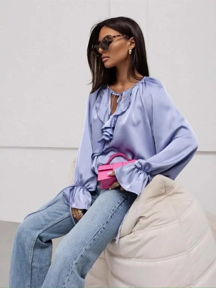Ivy Manhattan | Satin Ruffle Blouse