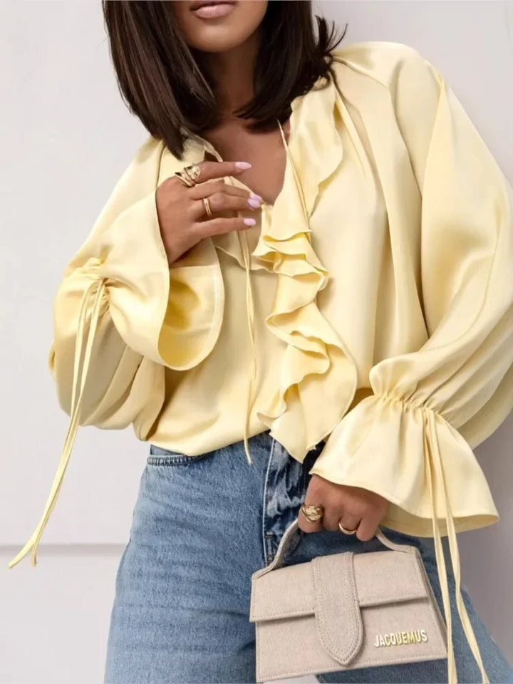 Ivy Manhattan | Satin Ruffle Blouse