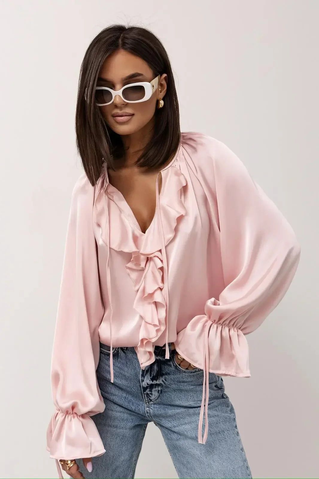 Ivy Manhattan | Satin Ruffle Blouse