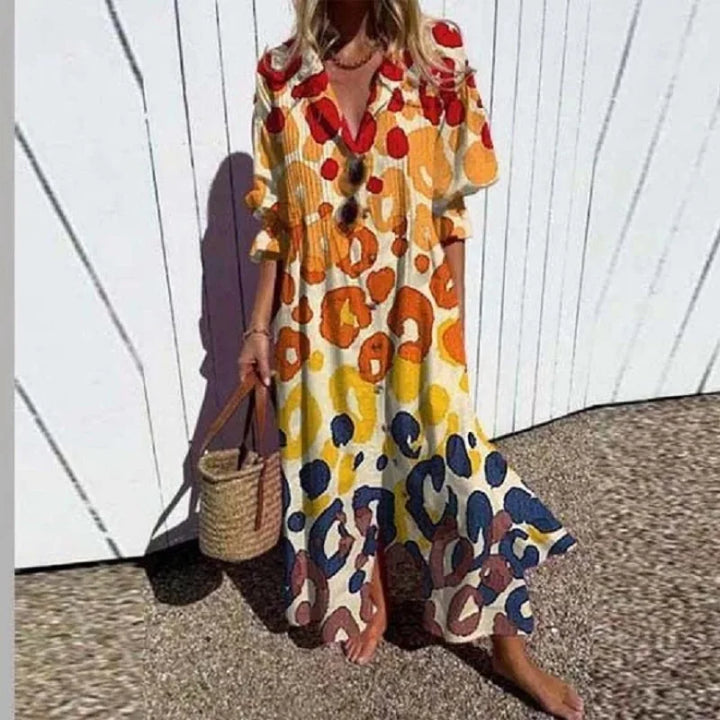 Tiered Boho Midi Dress with Floral Print