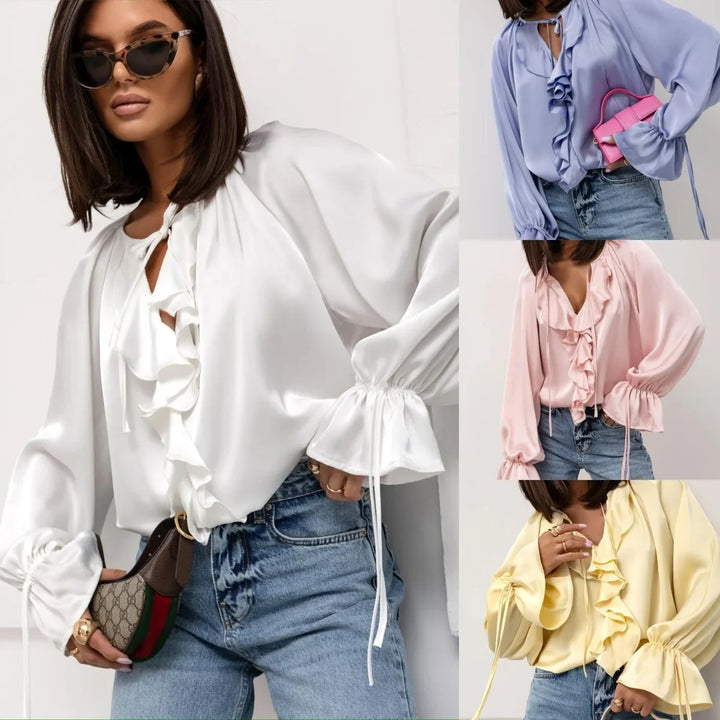 Ivy Manhattan | Satin Ruffle Blouse