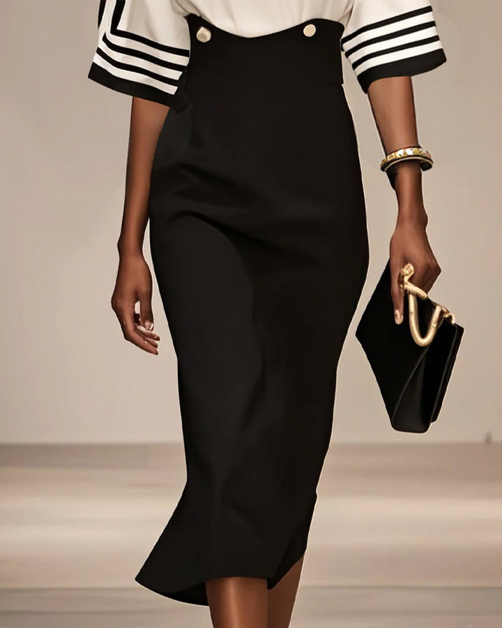 Stylish Striped Contrast Waist Dress