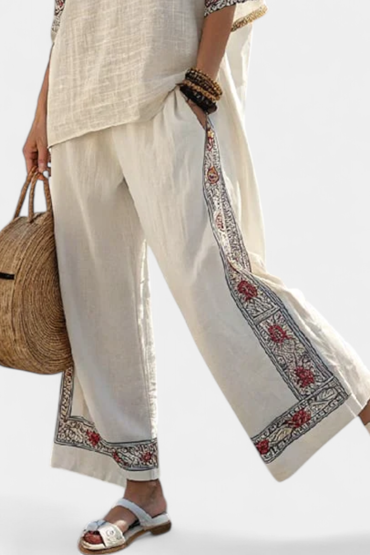 Tiziana – essential embroidered blouse and wide pants