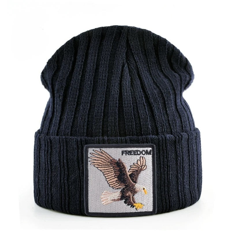 Knitted Beanie with Embroidered Patches for Adults | Ideal for the Winter Season